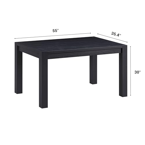 NTC Block Burnt Black Modern Farmhouse Rectangular Dining Table, 55 Inch Effortless Assembly