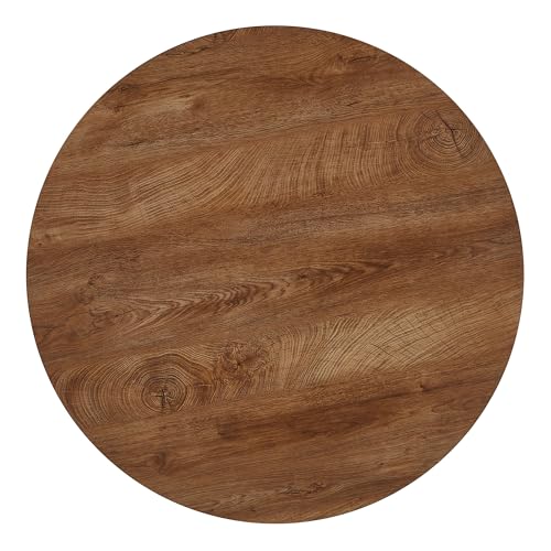 Round Dining Table and Upholstered Chairs Set for Four People, Nordic Style