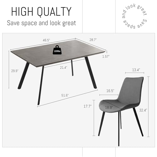 ZckyCine Modern Rectangular Dining Table with 4 Leather Chairs, Seats 4