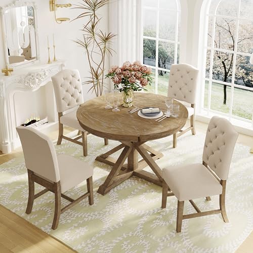 Bellemave Extendable Round Table Set with 4 Chairs